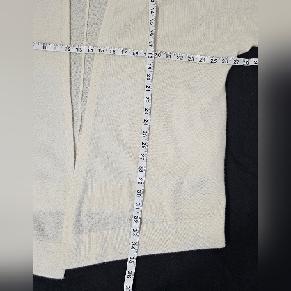 Lark & Ro 100% Cashmere Cream Open Front Cardigan Kimono Sleeve Sweater M/L - Picture 7 of 7